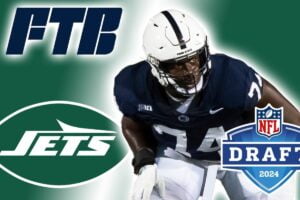 Jets drop one spot to No. 11 and choose Penn State tight end Olu Fashanu with their first draft choice.